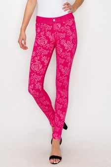 Women's Jegging with Floral Pattern (Fuchsia)