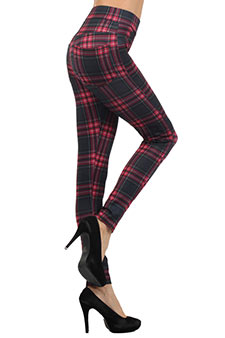 Lady's Sky Flannel Plaid Fashion Legging S:2 M:2 L:2