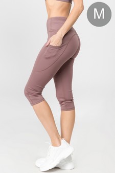 Women's High Rise 5-Pocket Activewear Capri Leggings (Medium only)