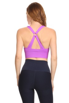 Lady's Solid Color Sports Bra w/Ring Embellishment at Back