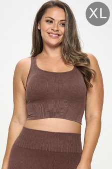 Women's Ultra-Comfort Stone Washed Ribbed Sports Bra (XL only)