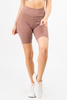Women’s High Rise Matte Activewear Biker Shorts w/ Hidden Waistband Pocket