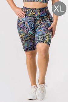 Women's Iridescent Snakeskin Activewear Biker Shorts (XL only)