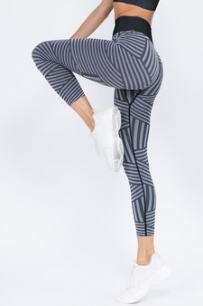 Women's Striped Seamless Activewear Leggings - Top:ACT641