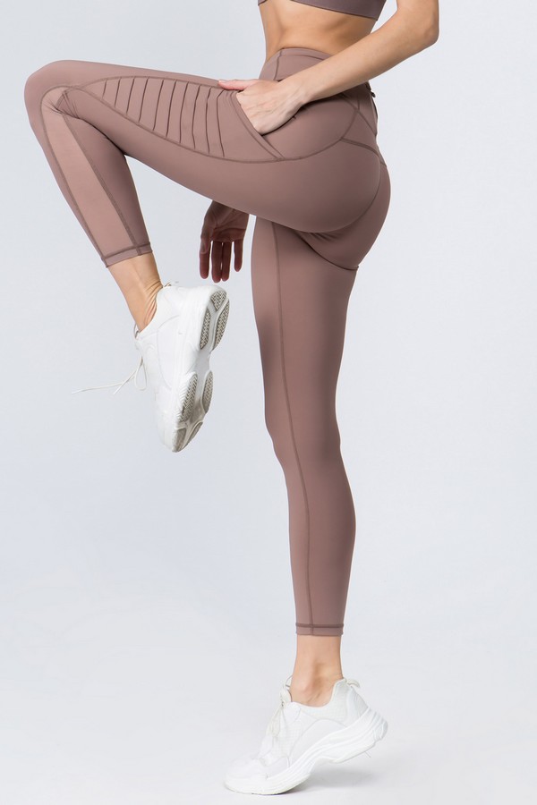 Women's High Waist Mesh Leggings with Moto Pockets - Wholesale - Yelete.com