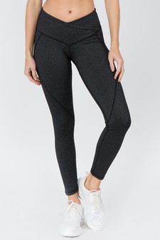 Women's V-Waistband Heather Knit Activewear Leggings - TOP ACT633