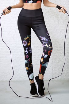 Women's Floral Garden Print Activewear Leggings - Top: ACTPT022