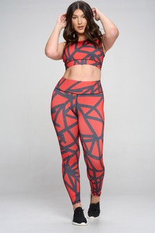 Women's Abstract Grid Printed Activewear Set