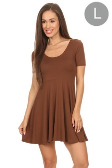 Women's Fit & Flare Scooped Neck Short Sleeve Dress (Large only)