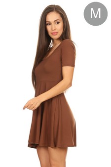 Women's Fit & Flare Scooped Neck Short Sleeve Dress (Medium only)