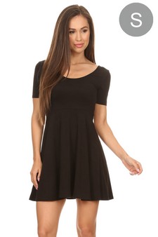 Women's Fit & Flare Scooped Neck Short Sleeve Dress (Small only)