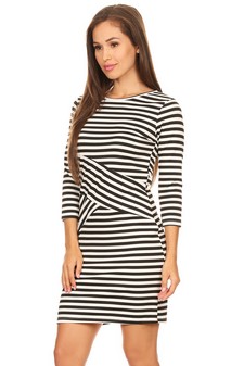Lady's 3/4 Sleeve Striped Dress