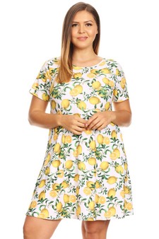 Women's Lemon Print Fit And Flare Dress