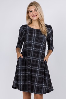 Women's Plaid A-Line Swing Dress (Large only)