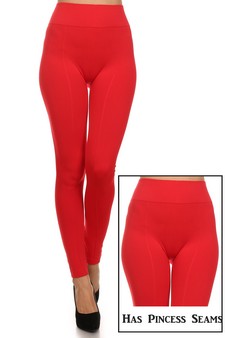 Lady's Solid Color Seamless Leggings w/ Front Seameds