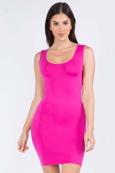 Women's Seamless Long Tank Slip Dress Fuchsia Color