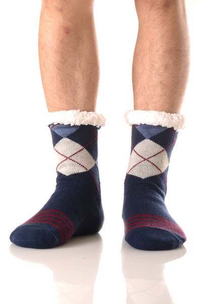mens sherpa lined slipper socks