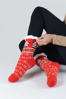 Women's Non-slip Faux Sherpa Christmas Spirit Slipper Socks