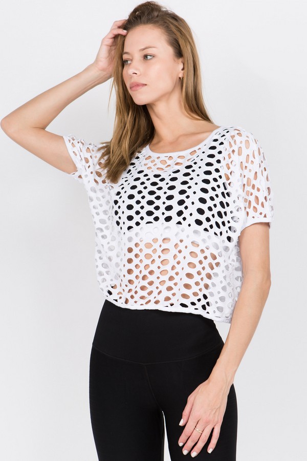 Women’s Hole Detail Short Sleeve Crop Top Wholesale