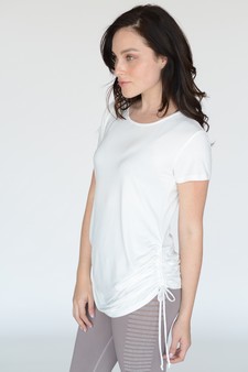 Lady's Short Sleeve Cinched Side Top