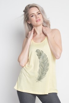 Racer-Back Top with Printed Design - "FEATHER"