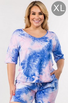 Women's Tie-Dye Print Dropped Shoulder T-Shirt (XL only) - BOTTOMS: 807SR007P