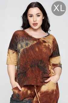 Women's Tie-Dye Print Dropped Shoulder T-Shirt (XL only) - BOTTOMS: 807SR007P