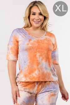 Women's Tie-Dye Print Dropped Shoulder T-Shirt (XL only)- BOTTOMS: 807SR007P