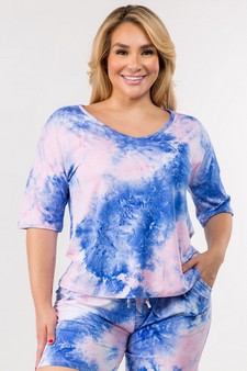 Women's Tie-Dye Print Dropped Shoulder T-Shirt - BOTTOMS: 807SR007P