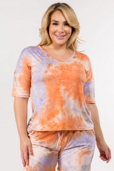 Women's Tie-Dye Print Dropped Shoulder T-Shirt - BOTTOMS: 807SR007P