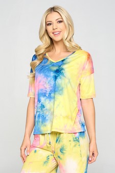 Women's Tie-Dye Print Dropped Shoulder T-Shirt - BOTTOMS: 807SR007