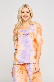 Women's Tie-Dye Print Dropped Shoulder T-Shirt - BOTTOMS: 807SR007