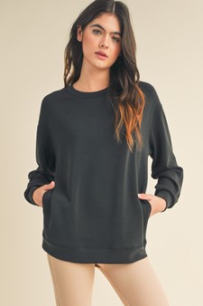 Women's Sofie Soft Modal Oversized Crew Top with Pockets