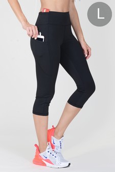 Women's High Rise 5-Pocket Activewear Capri Leggings (Large only)