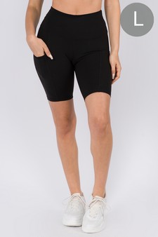 Women's Buttery Soft Activewear Biker Shorts with Pockets 8'' Inseam (Large only)