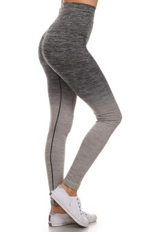 Women's Dip Dye Ombre Athletic Leggings with High Waistband (Medium only)