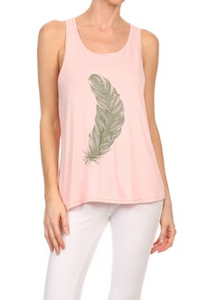 Racer-Back Top with Printed Design - "FEATHER"