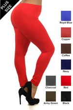 Plus Size Solid Color Seamless Fleece Legging,Heavy Weight : 165 Grams