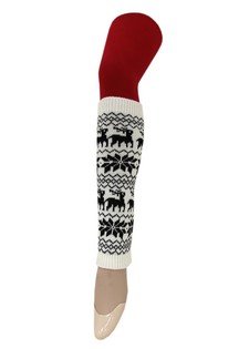 REINDEER AND HOLLY ALPINE PRINT KNIT LEGWARMERS style 2