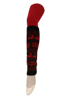 REINDEER AND HOLLY ALPINE PRINT KNIT LEGWARMERS style 3