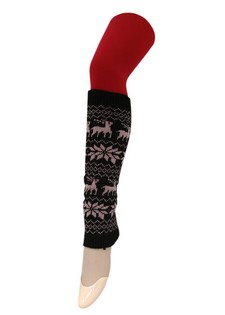 REINDEER AND HOLLY ALPINE PRINT KNIT LEGWARMERS style 4