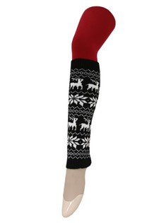 REINDEER AND HOLLY ALPINE PRINT KNIT LEGWARMERS style 5