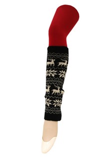 REINDEER AND HOLLY ALPINE PRINT KNIT LEGWARMERS style 6
