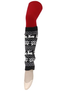 REINDEER AND HOLLY ALPINE PRINT KNIT LEGWARMERS style 7