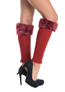 Lady's ZaZa Solid Color Furry Faux Fashion Designed Leg Warmer style 2
