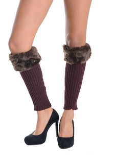 Lady's ZaZa Solid Color Furry Faux Fashion Designed Leg Warmer style 4