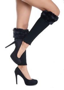 Lady's ZaZa Solid Color Furry Faux Fashion Designed Leg Warmer style 5