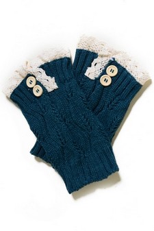 Short Boot Covers with Crochet Lace and buttons style 3