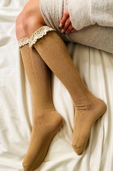 Women's Crotchet Trim Vintage Style Knee High Socks style 7