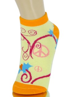 PEACE SIGN AND SWIRLY HEART LOW CUT SOCKS style 6